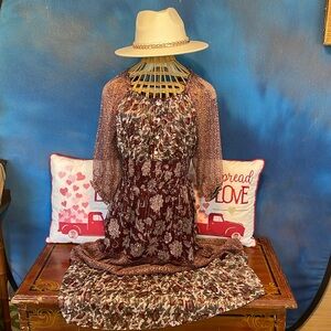 Burgundy Sheer Boho Maxi Dress